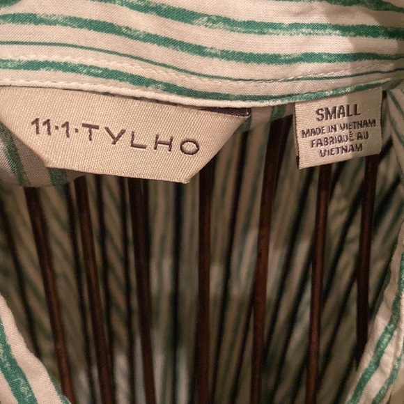 Anthropologie 11.1 TYLHO Percy Green and White striped Tunic - Picture 6 of 8
